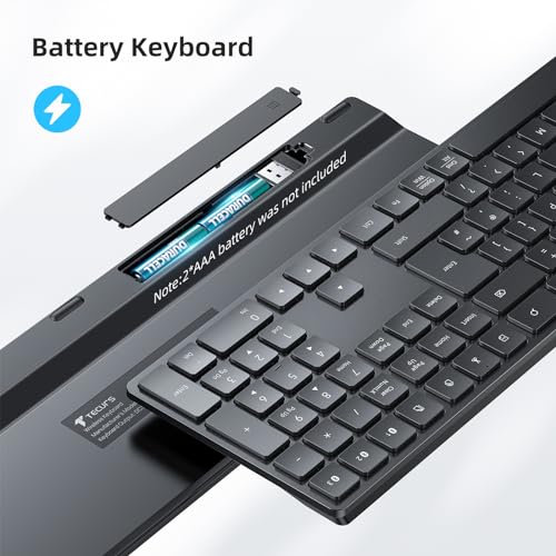 TECURS Wireless Keyboard Bluetooth Keyboard, 2.4G-USB for Windows/Mac, UK Layout Bluetooth 3 Channel, Silent, Multimedia Ultra thin Keyboard for PC, Computer, Tablet - Image 4
