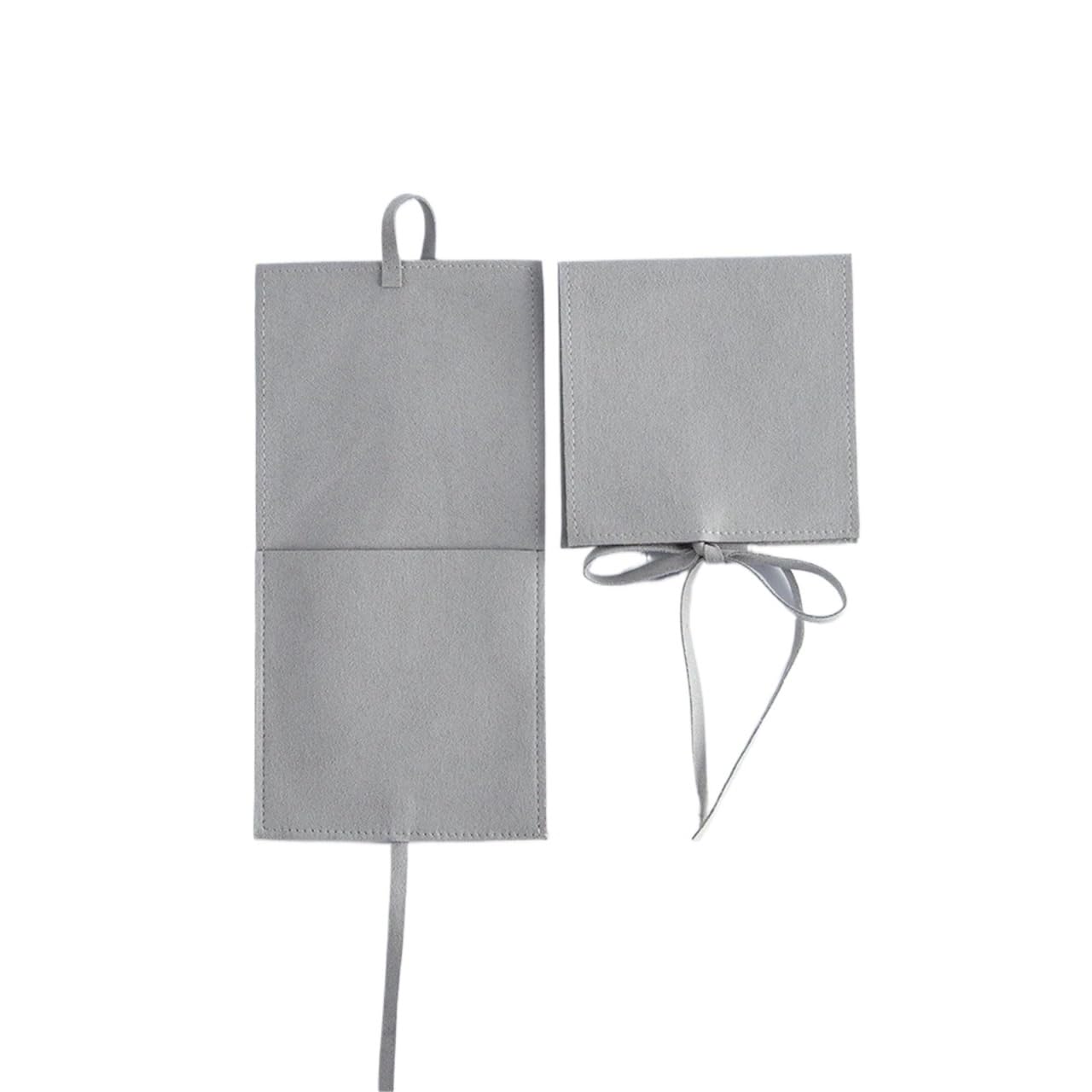 Bolsas de terciopelo gris de alta calidad para proteger gemelos y joyas de viaje en maletas