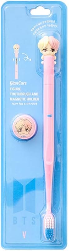 [BTS Official Merchandise] Fans Gift - K-Pop Idols Goods - BTS Character Figure Toothbrush with Convenient Magnetic Holder (V)