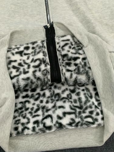 Sweat à capuche léopard imprimé recto verso coupe ample et zippée style urbain rétro