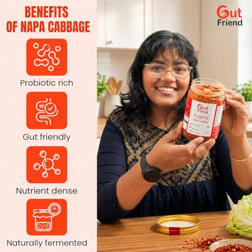Image of Gut Friend Napa Cabbage Kimchi - Authentic Taste 250g | Pure Veg | Authentic Spice Kimchi | Authentic Korean Fermented Probiotic Pickle | Traditional Spicy Baechu Kimchi | Naturally Aged Vegan Gut Health Side Dish | Ready to Eat Korean Side | No Artificial Preservatives | #gutfriendproducts