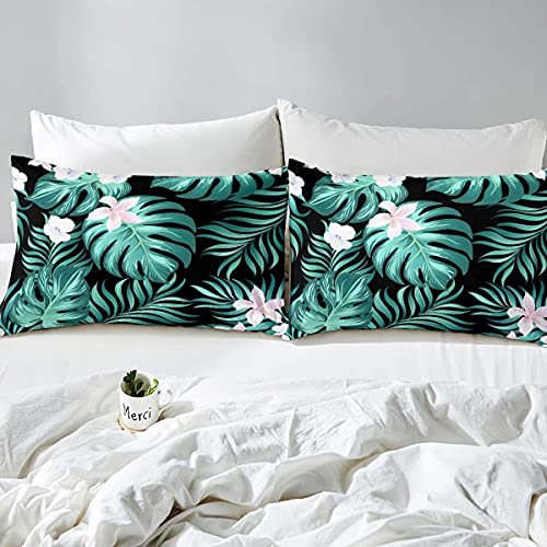 Palm Leaves Duvet Cover Set Tropical Leaves Plant Botanical Bedding Set for Kids Boys Girls Adults Green Plants Comforter Cover 2Pcs Breathable Microfiber Bedding with 2 Pillowcases Double - Image 2