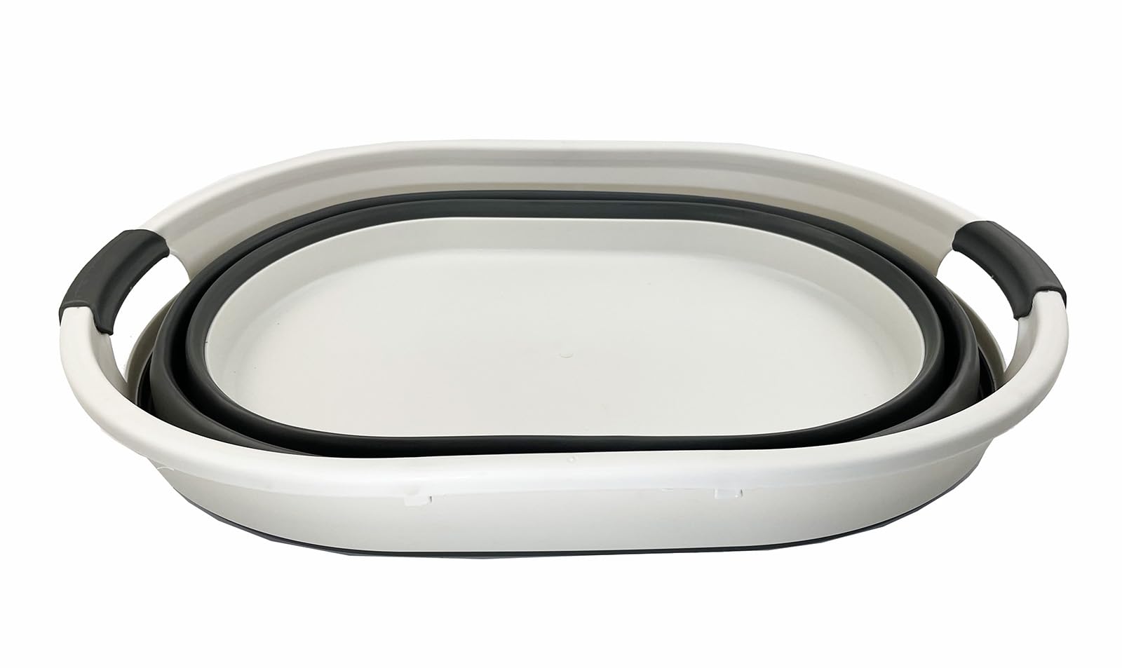 SAMMART Cesto portabiancheria pieghevole in plastica (grigio/nero lavato)