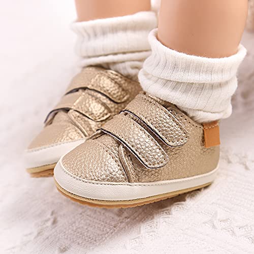 Image of SOFMUO Baby Boys Girls High Top Ankle PU Leather Sneakers Soft Rubber Sole Infant Moccasins Newborn Oxford Loafers Anti-Slip Toddler Wedding Uniform Dress Shoes