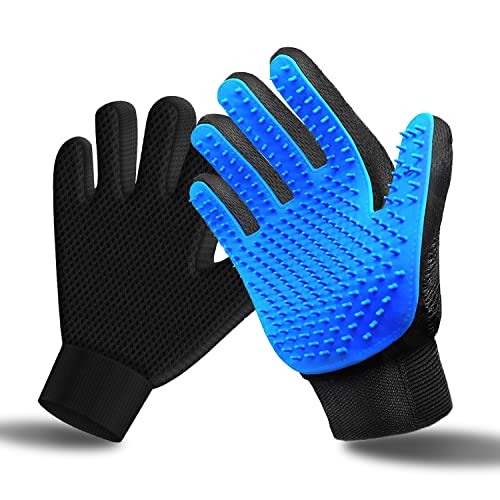 AVALON CARE Pet Hair Remover Brush - Gentle Pet Grooming Brush & Pet Hair Removal - Efficient Pet Hair Brush for Shedding - Pet Grooming Glove for Long & Short Hair for Dog, Cat & Horse (1 Pair-Blue)