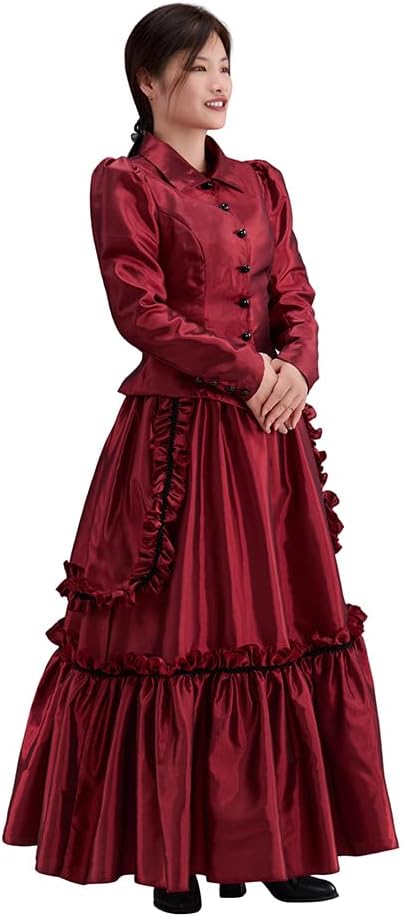 CosplayDiy Victorian Red Dress for Women Civil War Ball Gown Edwardian Dress Historical Costume