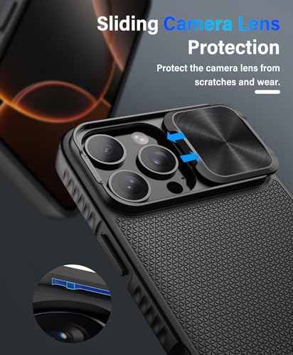 Image of Vihibii for iPhone 16 Pro Case with Slide Camera Lens Cover & Kickstand, [Compatible with MagSafe], Military-Grade Drop Protection, Shockproof Magnetic Phone Case for iPhone 16 Pro 6.3 inch 5g 2024, Black