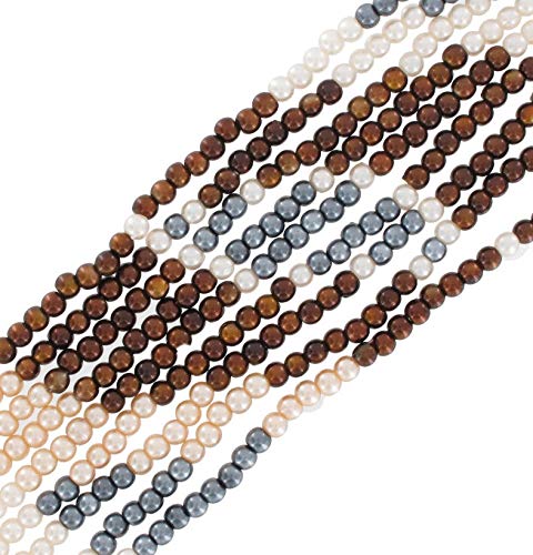 Necklace Beaded Faux Pearl Blue Brown White Multi Strand Statement Necklace For Women