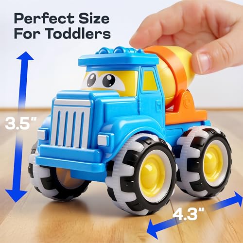Vroomix GlowRover 3 Pack Monster Truck Toys, Construction Trucks with Flashing LED Light Up Wheels, Push and Go Cars for Boys Girls 3 4 5 6 7 Years Old Birthday Gifts by Vroomix - Used condition - Image 6