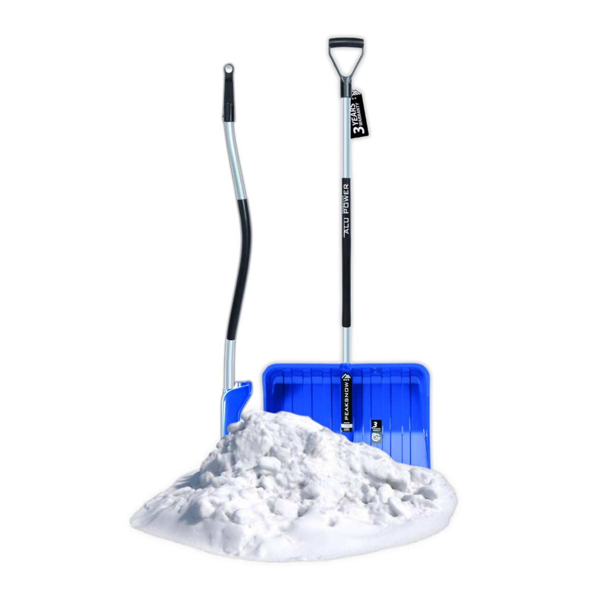 Pelle à Neige Ergonomique - Pour Petites et Grandes Quantités - Lame en Plastique, Bord en Aluminium, Manche en Aluminium Avec Zone de Préhension Séparée