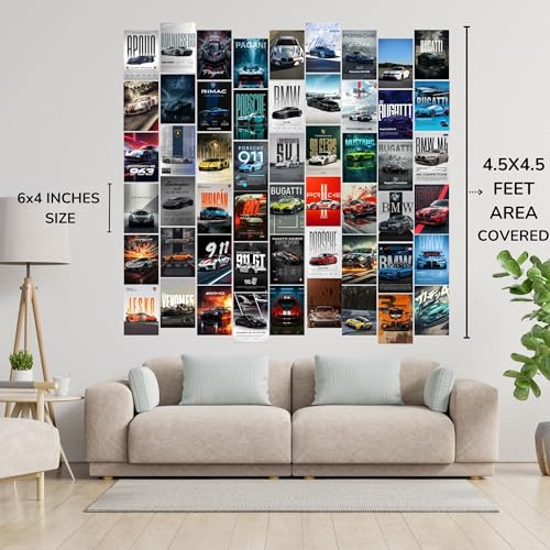 Image of Posters Inc Premium Super-Cars Illustration Cards A6 Small Size Collection Of 54 Track Drift Turbo Coupe Design Images For Stylish Wall Styling Bedroom Decor Gift Ready With Glue Dots