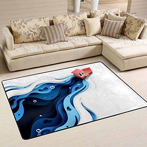 Tapis à poils longs motif bateau rouge pour réveiller le sol de la chambre - 6