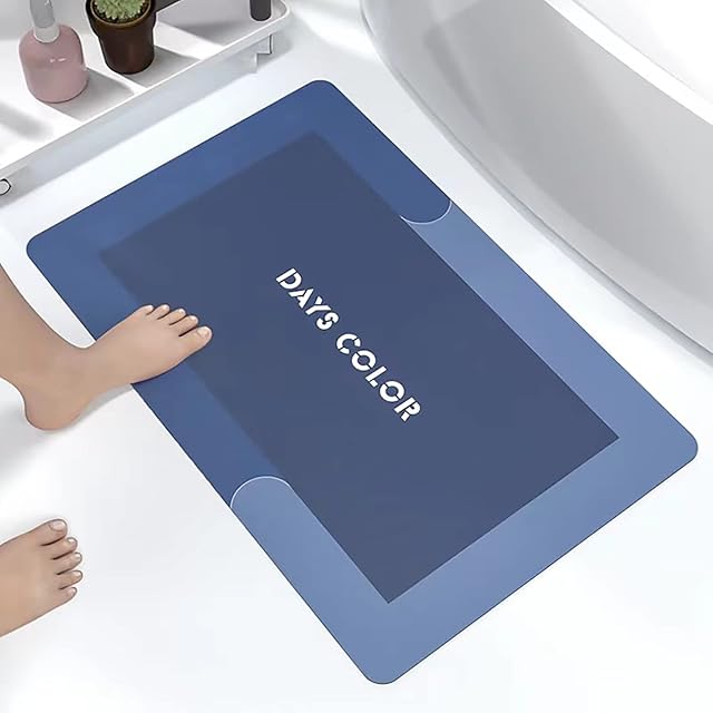 Bath Mat 40 x 60 cm, Bath Mat Non Slip Anti-Mould, Super Absorbent Quick Dry Rubber Backed Dirt Resistant Bath Mats for Bathroom, Comfortable Shower Rug for in Front of Bathtub, Shower Room, Sink