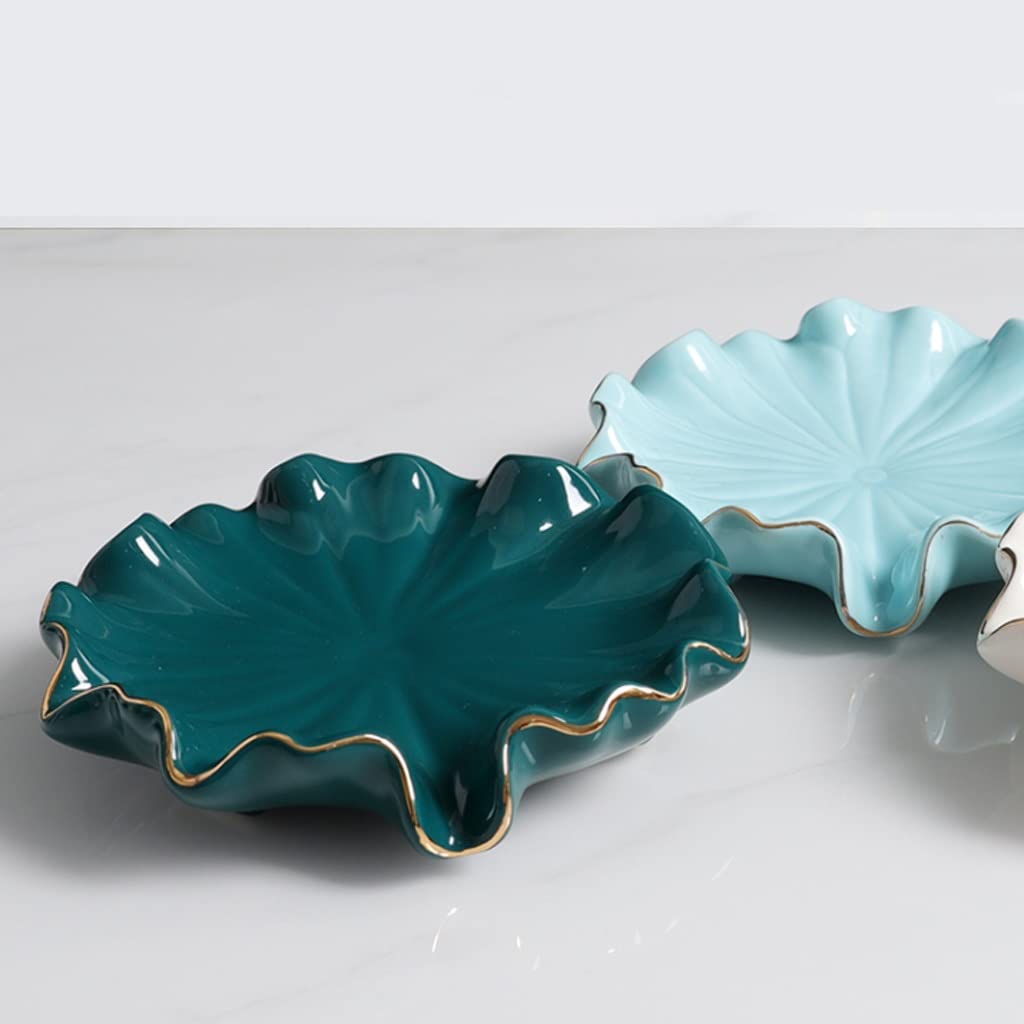 Jabonera Autodrenante Lotus hoja forma de drenaje jabonera de drenaje de jabón simple plato de jabón interior baño cocina cerámica loto hoja jabón plato plato sostenedor Jabonera Jabonera Guardar