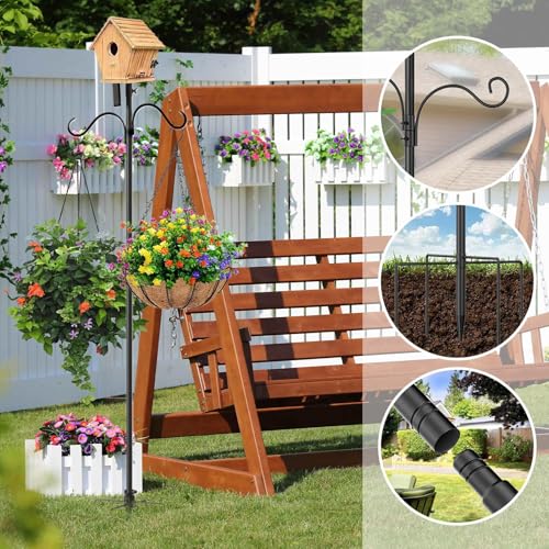 Soporte de poste para pajarera con altura ajustable y base resistente para plantas 3