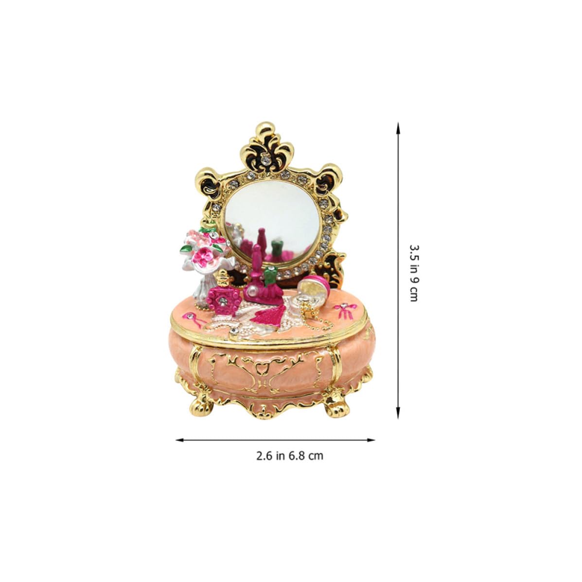MAGICLULU Caja de Collar Joyero Pequeño de Aleación de Zinc Rosa Tapa, para Anillos y Collares, Adorno de Tocador para Obsequio de Cumpleaños y Mesa de Tocador