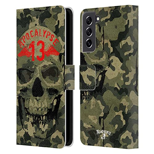 Étui portefeuille Galaxy S21 FE 5G antichoc avec rangements cartes et motif crâne