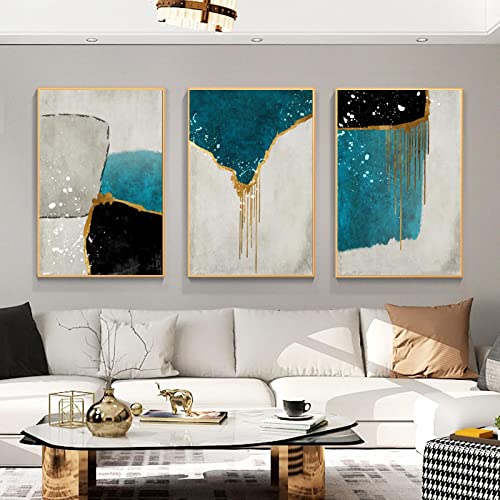 Affiche impression sur toile abstrait moderne pour décoration de salon en lot de 3 pièces