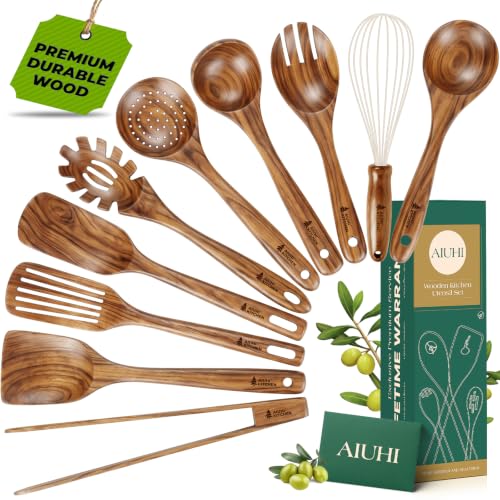 10 Pack Wooden Utensils Set for Cooking