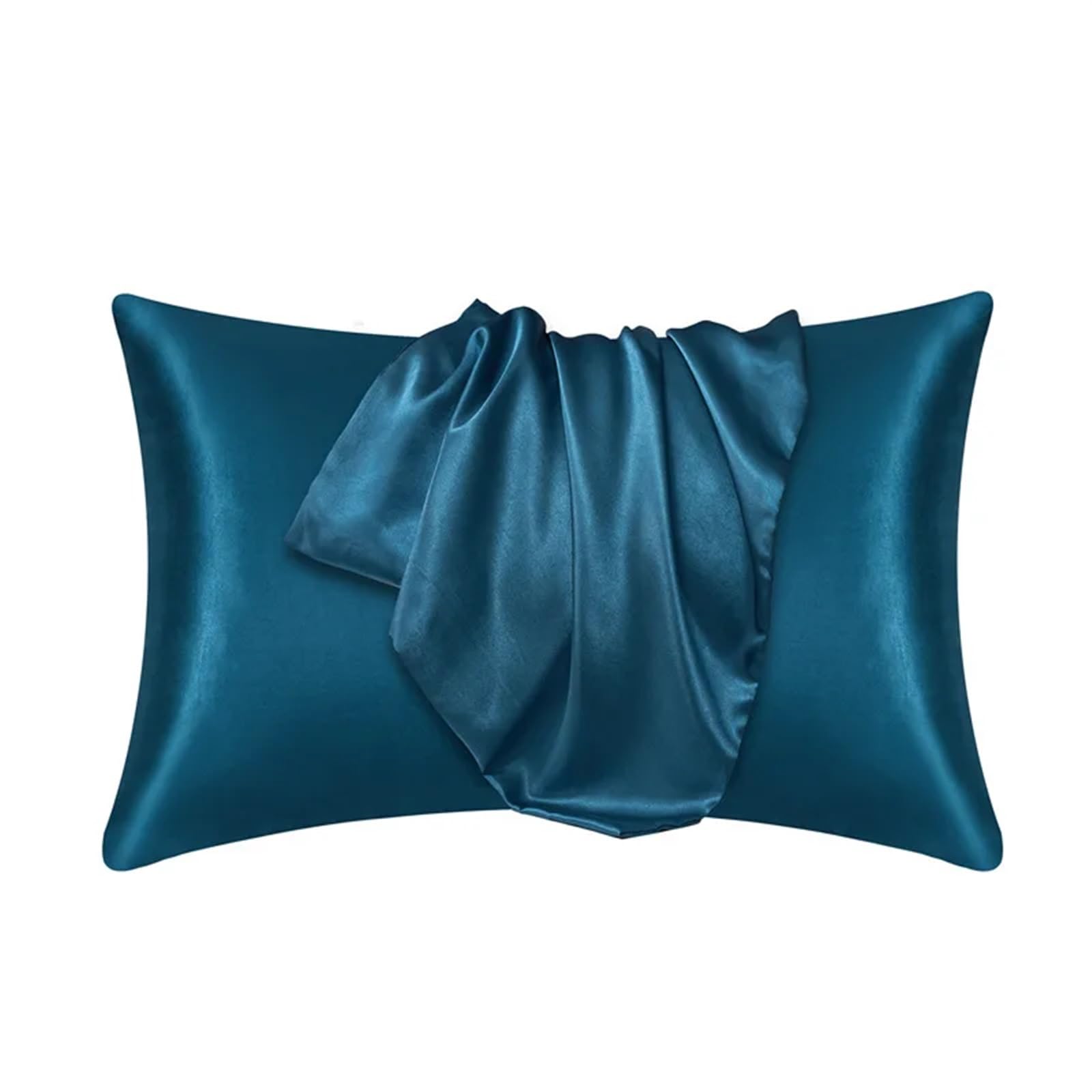 Funda Almohada Seda Funda de Almohada, Funda de Almohada de satén Sedoso, Funda de Almohada de Belleza del Cabello, Funda de Almohada cómoda, decoración del hogar(Dark Blue,51cm 66cm)