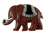 *Lieferumfang: 1 Brosche* Alexandra Fischer Brosche/Anstecknadel/Pin Elefant Glitzer Glück Indien Rüssel Afrika Zoo rot B239