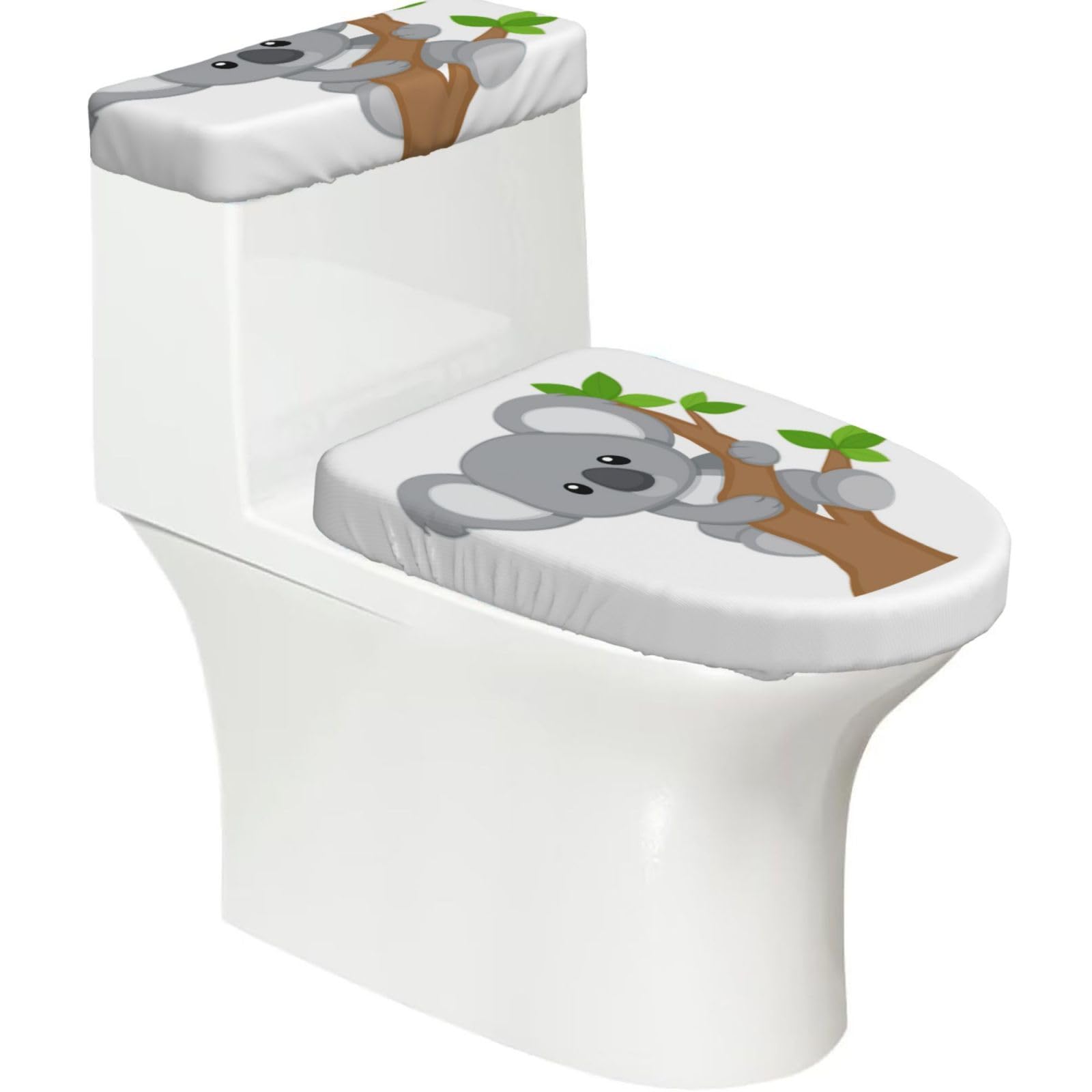 Hugging Tree Koala Print Bathroom Decor Toilet Lid Cover And Tank Covers, Restroom Accessories Fits Most Round