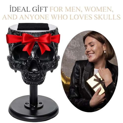 GUTE Skull Ring Holder 8\" H Skull Decor, Goth Decor, Ring Organizer, Ring Storage Display, Jewelry Holder Trinket Tray for Rings!