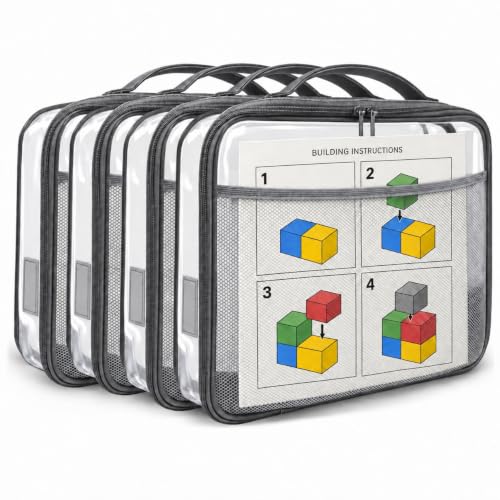 Toy Storage Organizer Clear 4 Pack Building Bricks Blocks Bag with Zipper