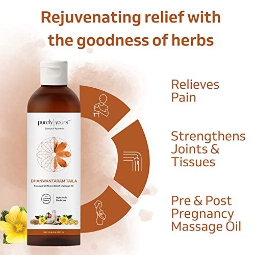 Image of Purely Yours Body Massage Oil Dhanwantaram Taila - Pain and Stiffness Relief Massage Oil, Pain Relief Oils, Joint Pain Relief Oil, Back Pain, Neck Massage, Suitable for All Skin Types