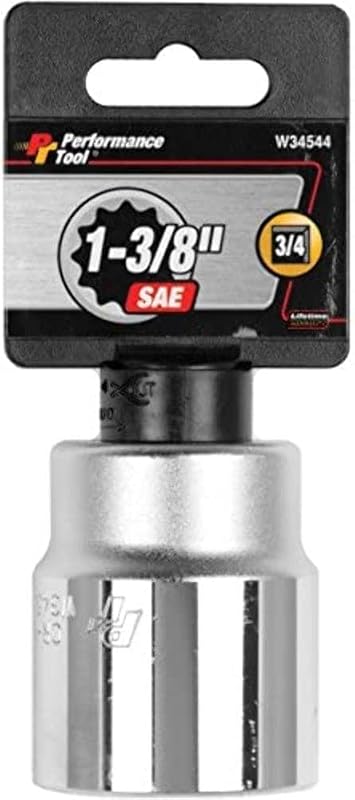Soquete SAE Performance Tool W34544 com encaixe de 19,05 mm (3/4 pol.) e abertura de 3,49 cm (1-3/8 pol.), 12 pontos