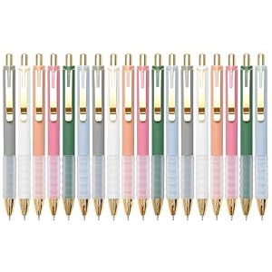 Linbsunne Ballpoint Pens Black Medium Point 1mm with Super Soft Grip Ball Point Pen for Men Women Retractable(gold-18 pcs)