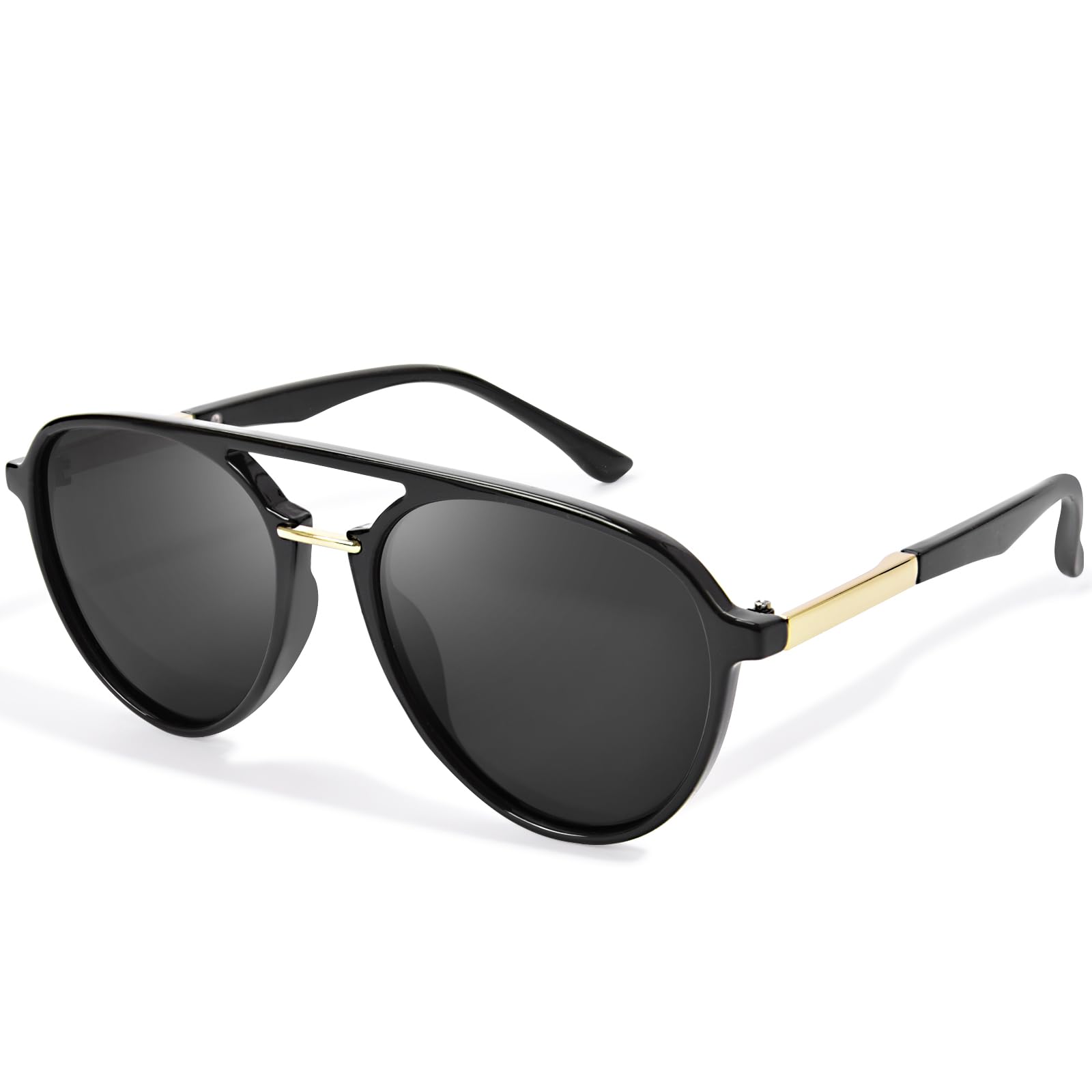 FONHCOO Retro Polarized Sunglasses for Women Men Oval Aviator Sunglasses with UV 400 Protection Lens