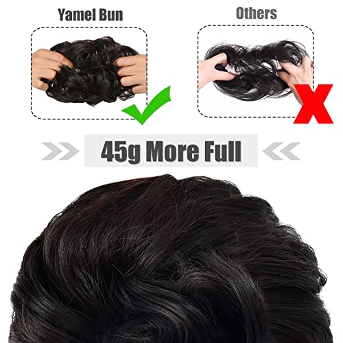 Yamel Messy Bun Hair Pieces for Women Hair Bun Extension Natural Black in Dark Auburn Updo Curly Messy Bun Scrunchie - Image 4