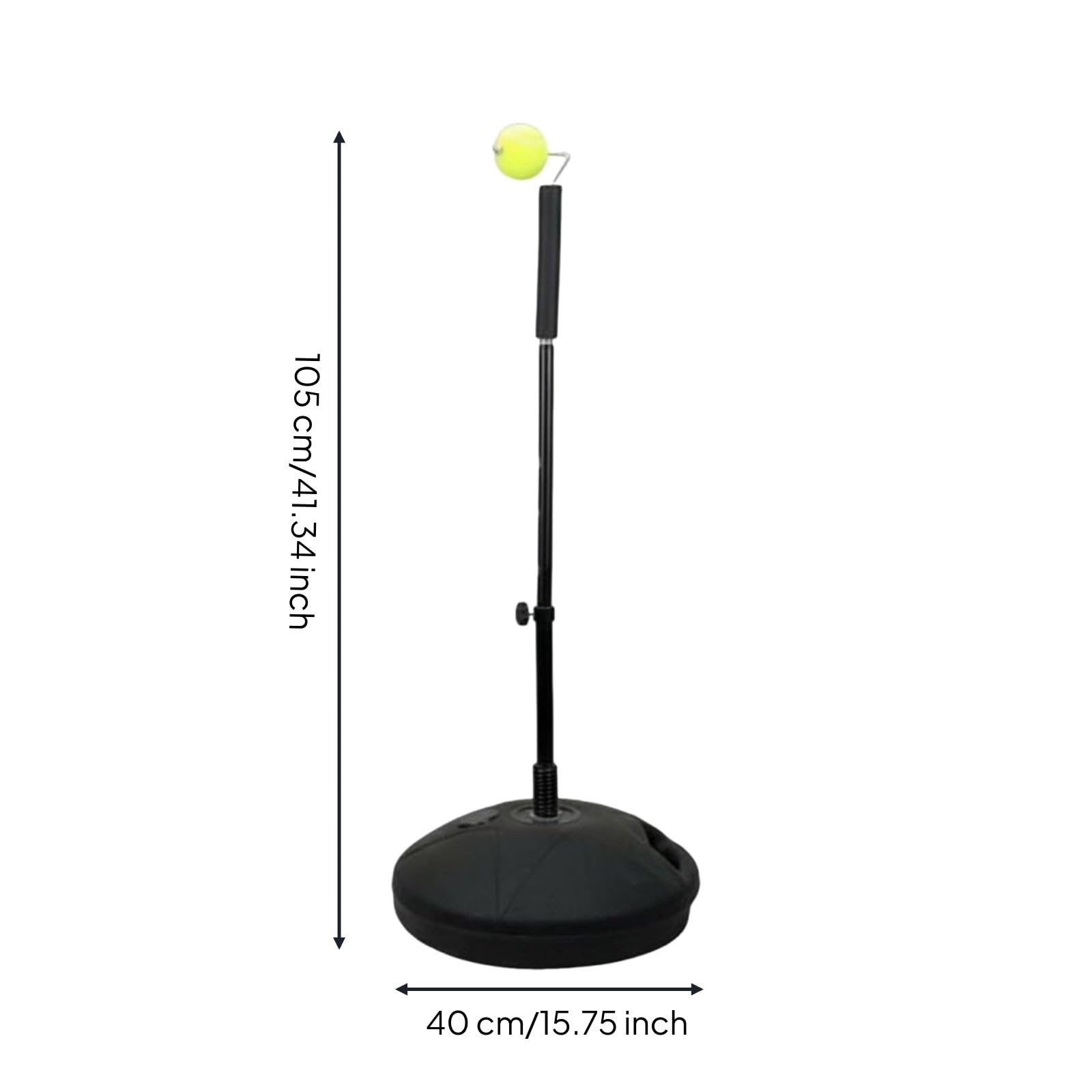 Allenatore Tennis Attrezzo Pratica Tennis Rebounder Portatile Montaggio Rapido Base Riempibile Asta Telescopica Regolabile Collo in Acciaio a Molla
