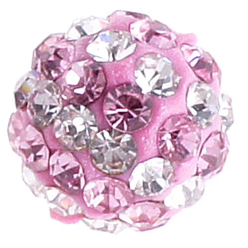 Rubyca Stripes Czech Crystal Round Disco Ball Clay Beads Fit Shamballa Jewelry (20Pcs, 10Mm, Pink) #TOP1