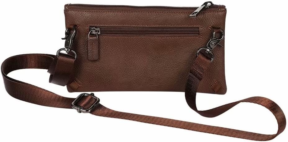 Outdoor Crossbody Leather Phone Bag Men Women Shoulder Wallet Case Zipper Card Holster