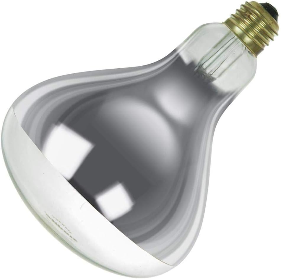Sunlite 375R40/H/CL/TS Incandescent 375-Watt, Medium Based, R40 Heat Lamp Bulb, Tuff Skin Clear