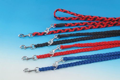 USR Hundeleine Doppelt Geflochten – 1,8 M, Nylon, Rot Mit Reflektierendem Streifen