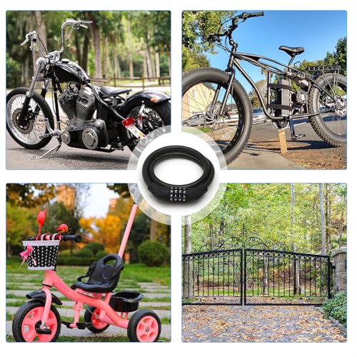 Bike Cable Lock,Bicycle Lock,39.3 inch Long 4Digit Coiled Security Resettable Cable Lock, 2/5 Inch (10mm) Diameter.