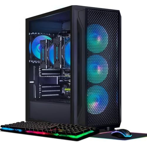 STGAubron Dual CPU Gaming PC, Dual Intel i7 Xeon E5 up to 3.7GHz, Radeon RX 580 8G, 16G DDR4, 512G SSD, 600M WiFi, BT 5.0, RGB Fan x 4, Windows 10 Pro