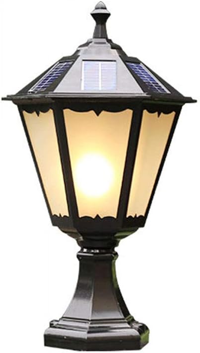 Generic GUOCC Creative IP55 Waterproof Outdoor Solar Pillar Light Glass Lantern American Vintage Aluminum Metal Patio Post Light LED Super Bright Courtyard Landscape Column Light Lights Fixture