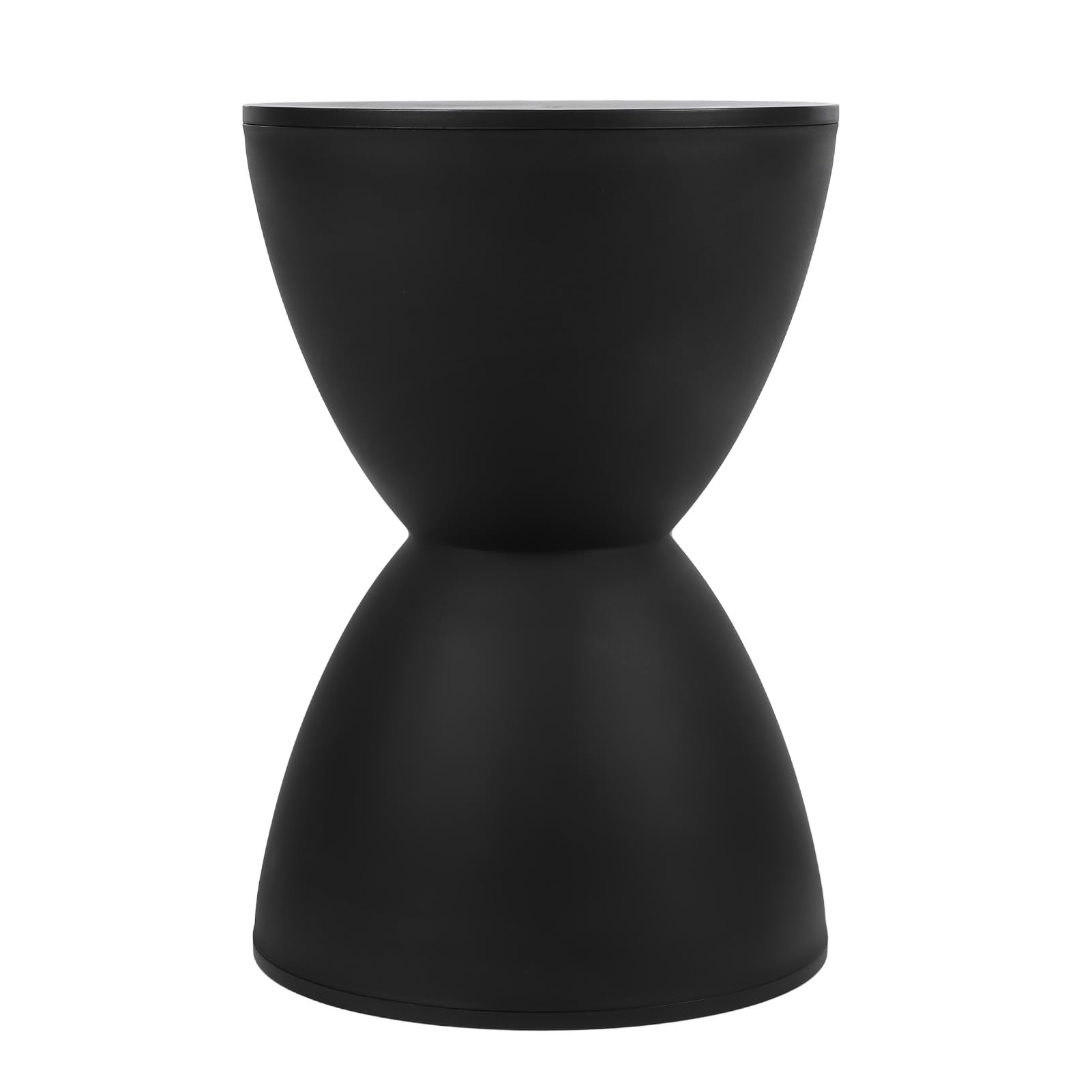 Generic Hourglass Shape Stool, PP Fashionable End Table Hourglass Stool Round Smooth Surface for Home Use (Black)