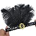 GOODIY Women's Sequins Ostrich Feathers Headpiece, 2pcs Feather Headdress Mardi Gras Accessories 1920s Flapper Fashion Headbands For Women (Black, Medium)