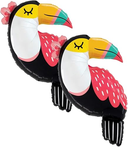 Juego de 2 globos de fiesta de aluminio de 39 pulgadas de tucán de verano