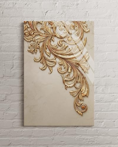 Elegant Gold Baroque Wall Art - Luxury 3D Acanthus Tempered