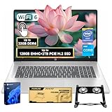 HP 17.3' Touchscreen Laptop, Intel Core i3-N305, 32GB RAM, 128GB eMMC + 2TB SSD, Numeric Keypad, Webcam, HDMI, Wi-Fi 6, Windows 11 Pro, Silver, Bundle with PCO Notebook Fold Radiator, Cooler