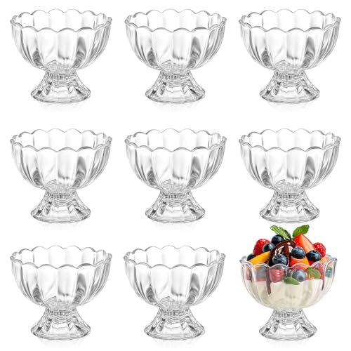 Xelsluthe Glass Ice Cream Bowls Set of 9 Vintage Glass