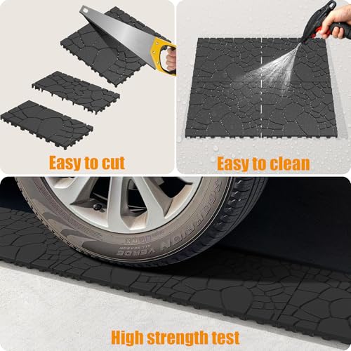 Interlocking Plastic Deck Tiles, 44 Pack, 30.5 cm x 30.5 cm Patio Floor for Indoor and Outdoor, Easy Snap Deck Tiles for Balcony, Garden, Backyard, Poolside, All Weather, Dark Grey