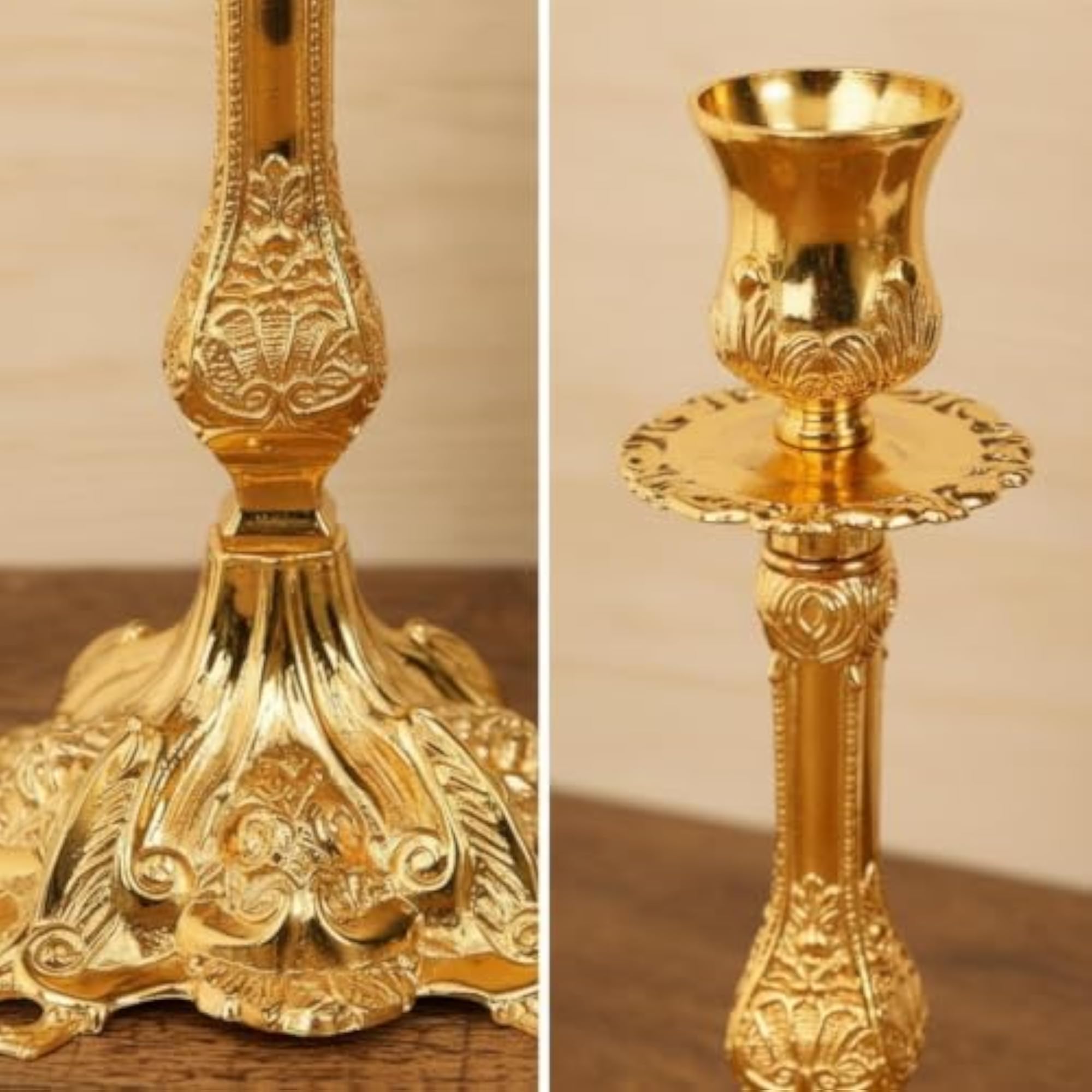 Vintage Taper Candle Holder with Embossed Base