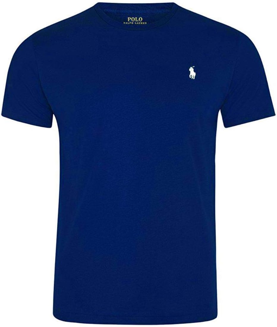 Ralph Lauren Polo Men Custom Fit Crew Neck Pony Logo T-Shirt (X-Large, Deep Blue)